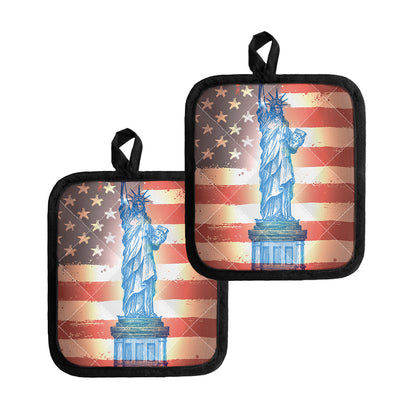 Statue of Liberty USA Flag Print Pot Holders