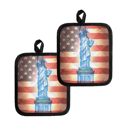 Statue of Liberty USA Flag Print Pot Holders