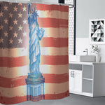 Statue of Liberty USA Flag Print Premium Shower Curtain