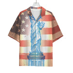 Statue of Liberty USA Flag Print Rayon Hawaiian Shirt