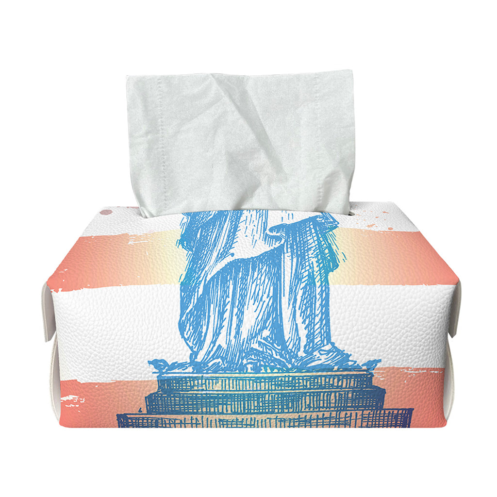 Statue of Liberty USA Flag Print Rectangle Tissue Box Cover