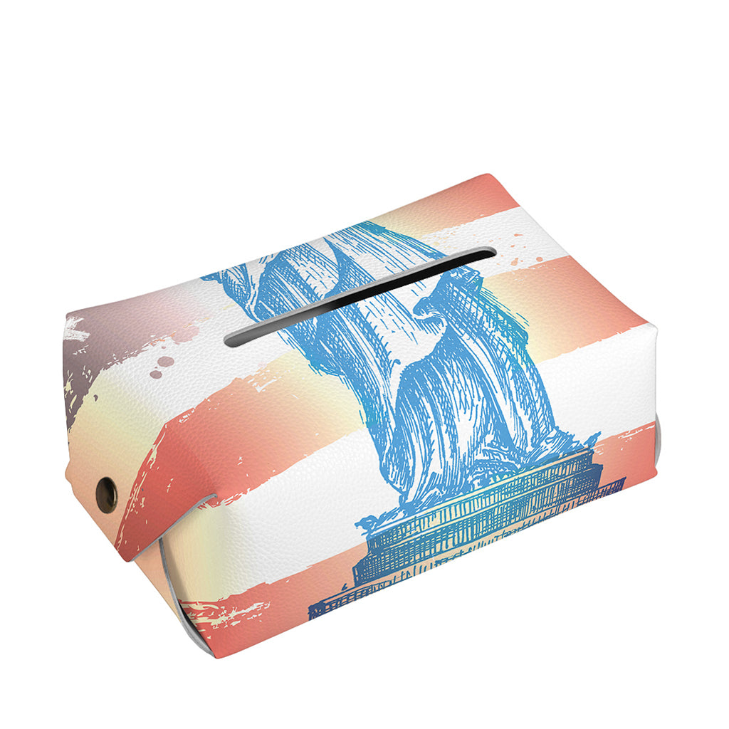 Statue of Liberty USA Flag Print Rectangle Tissue Box Cover