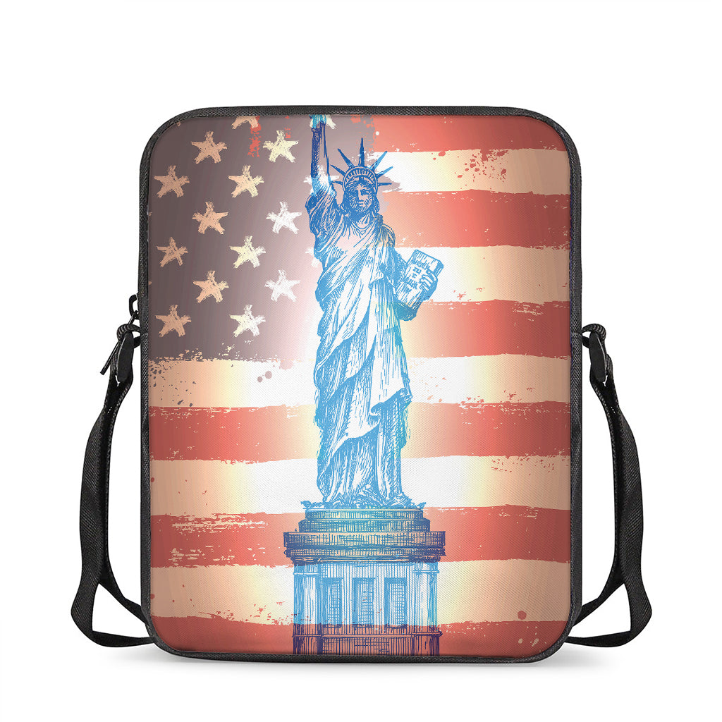 Statue of Liberty USA Flag Print Rectangular Crossbody Bag