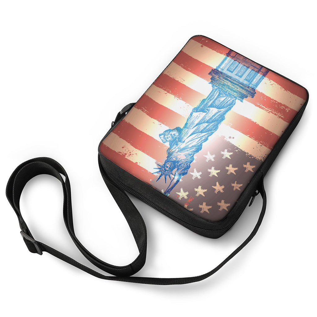 Statue of Liberty USA Flag Print Rectangular Crossbody Bag