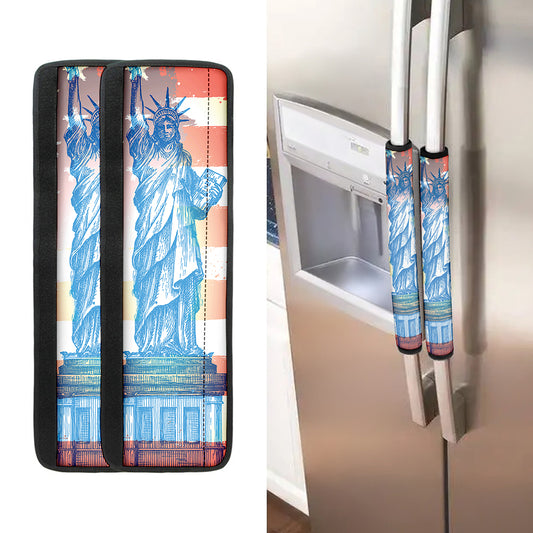 Statue of Liberty USA Flag Print Refrigerator Handle Covers