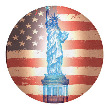 Statue of Liberty USA Flag Print Round Blanket