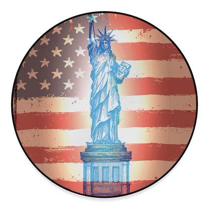 Statue of Liberty USA Flag Print Round Floor Mat