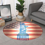 Statue of Liberty USA Flag Print Round Rug