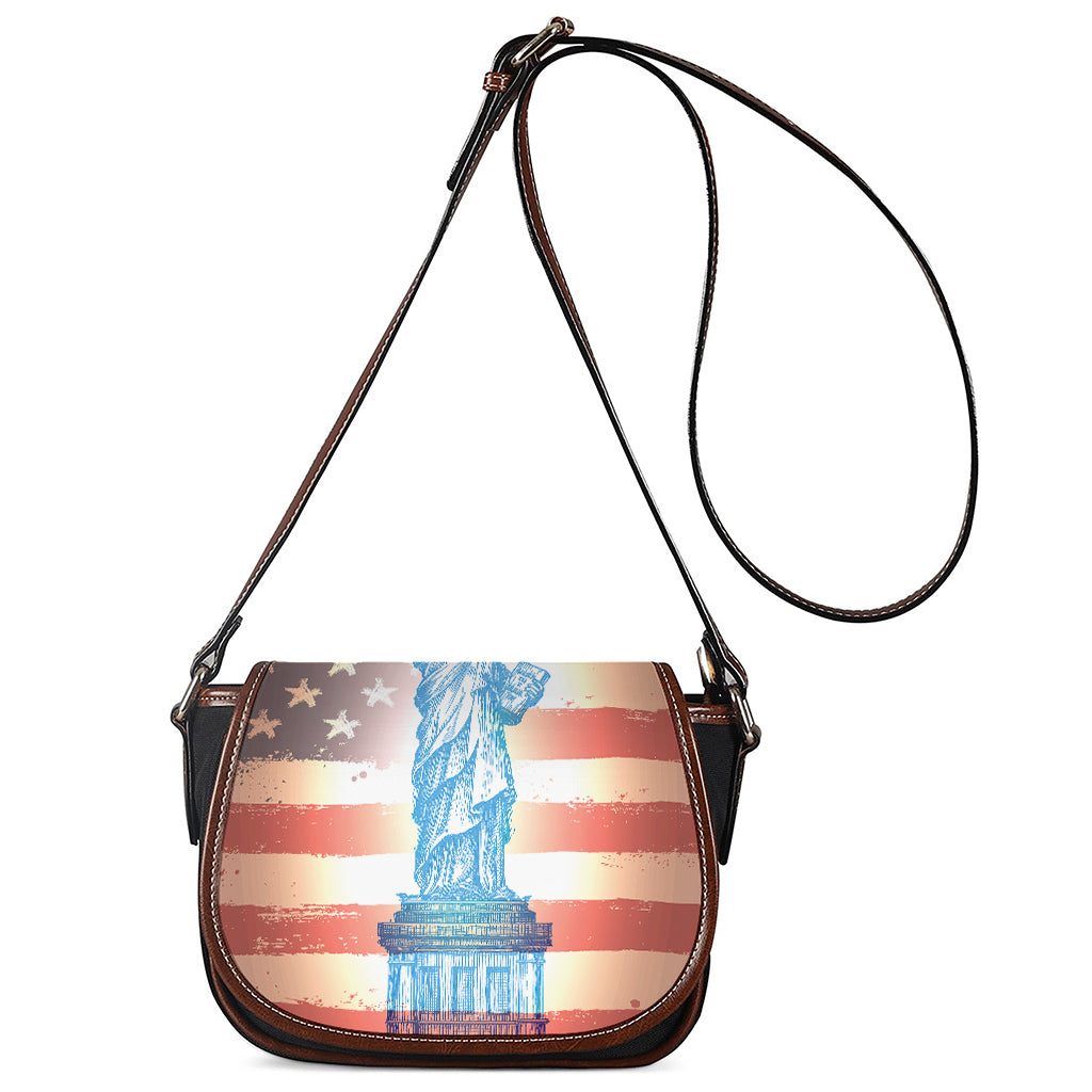 Statue of Liberty USA Flag Print Saddle Bag