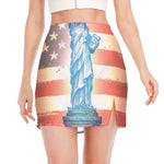Statue of Liberty USA Flag Print Side Slit Mini Skirt