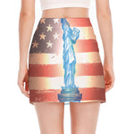 Statue of Liberty USA Flag Print Side Slit Mini Skirt