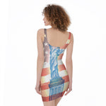 Statue of Liberty USA Flag Print Sleeveless Bodycon Dress