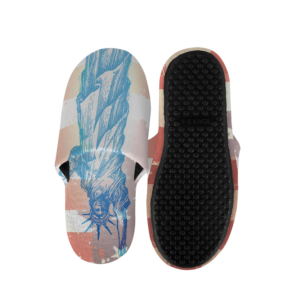 Statue of Liberty USA Flag Print Slippers