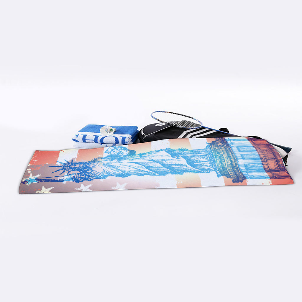 Statue of Liberty USA Flag Print Sports Towel