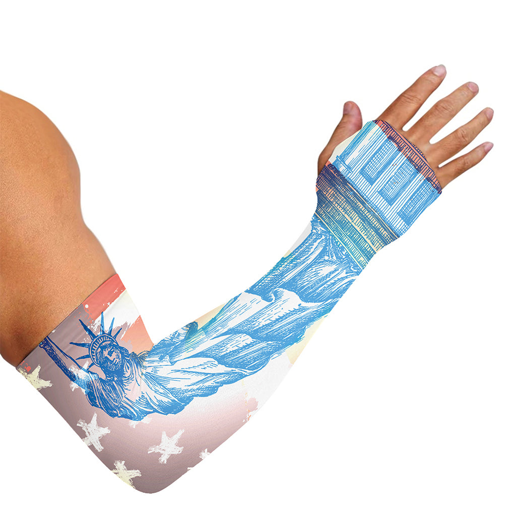 Statue of Liberty USA Flag Print Sun Protection Arm Sleeves