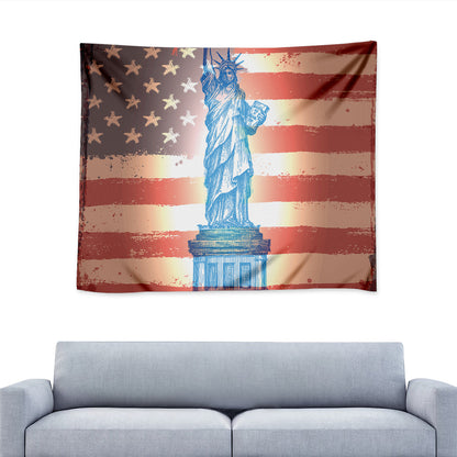 Statue of Liberty USA Flag Print Tapestry