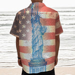 Statue of Liberty USA Flag Print Textured Short Sleeve Shirt