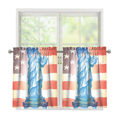 Statue of Liberty USA Flag Print Tier Curtains