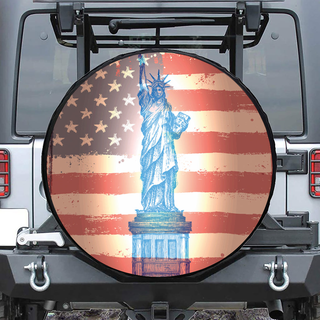 Statue of Liberty USA Flag Print Tire Cover