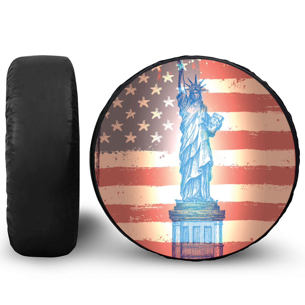Statue of Liberty USA Flag Print Tire Cover