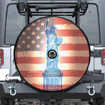 Statue of Liberty USA Flag Print Tire Cover With Camera Hole