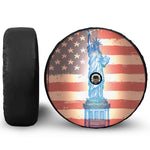 Statue of Liberty USA Flag Print Tire Cover With Camera Hole
