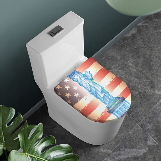 Statue of Liberty USA Flag Print Toilet Lid Cover