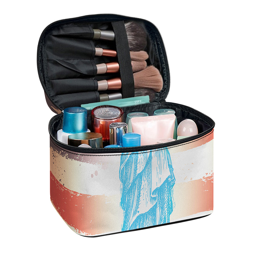 Statue of Liberty USA Flag Print Travel Makeup Bag