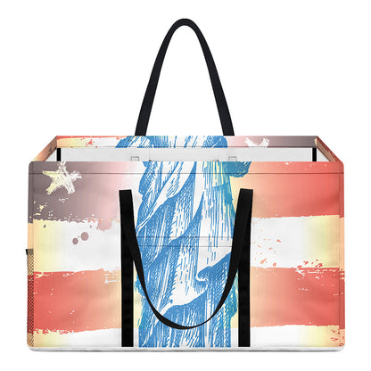 Statue of Liberty USA Flag Print Utility Tote Bag