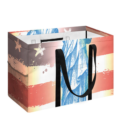 Statue of Liberty USA Flag Print Utility Tote Bag