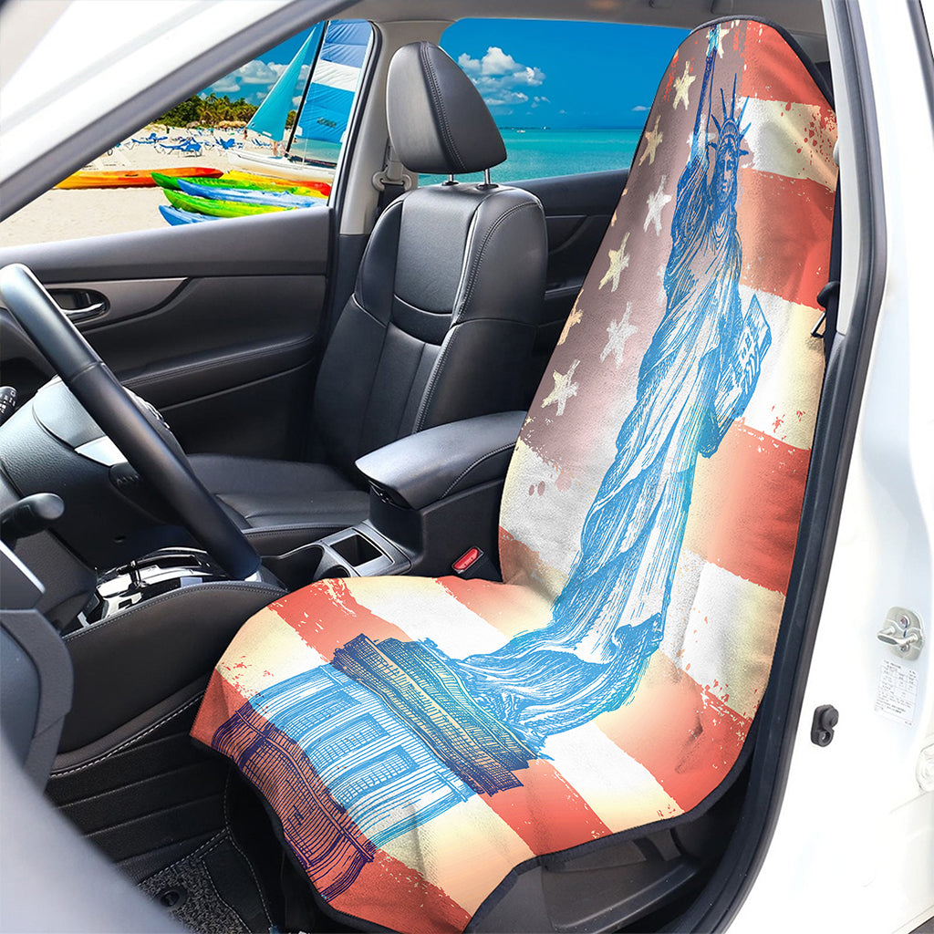 Statue of Liberty USA Flag Print Waterproof Car Seat Cover