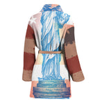 Statue of Liberty USA Flag Print Women's Bathrobe