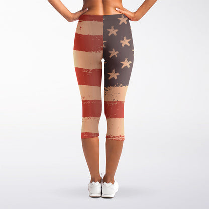 Statue of Liberty USA Flag Print Women's Capri Leggings