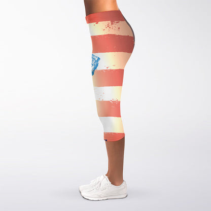 Statue of Liberty USA Flag Print Women's Capri Leggings