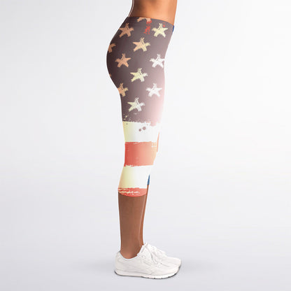 Statue of Liberty USA Flag Print Women's Capri Leggings