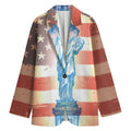 Statue of Liberty USA Flag Print Women's Cotton Blazer