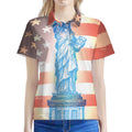 Statue of Liberty USA Flag Print Women's Polo Shirt