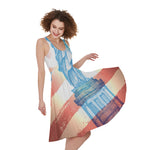 Statue of Liberty USA Flag Print Women's Sleeveless Dress