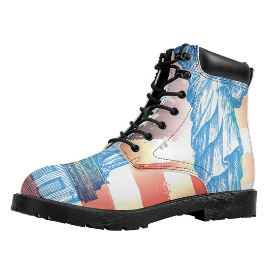 Statue of Liberty USA Flag Print Work Boots