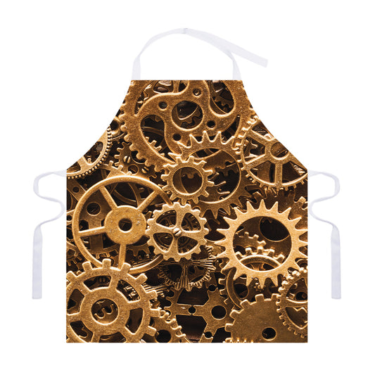 Steampunk Brass Cogs And Gears Print Adjustable Apron