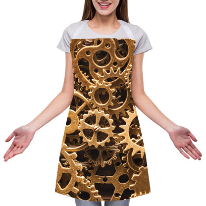 Steampunk Brass Cogs And Gears Print Adjustable Apron