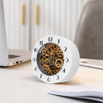 Steampunk Brass Cogs And Gears Print Alarm Clock
