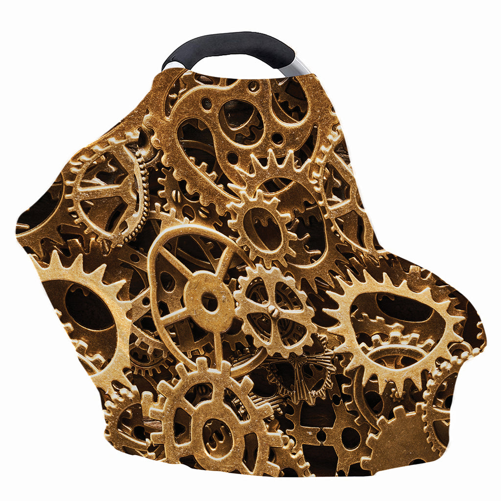 Steampunk Brass Cogs And Gears Print Baby Seat Cover