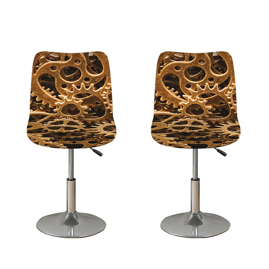 Steampunk Brass Cogs And Gears Print Bar Stool Covers