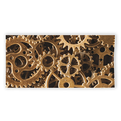 Steampunk Brass Cogs And Gears Print Beach Towel