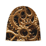 Steampunk Brass Cogs And Gears Print Beanie