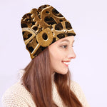Steampunk Brass Cogs And Gears Print Beanie