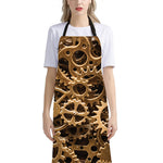 Steampunk Brass Cogs And Gears Print Bib Apron With Pocket