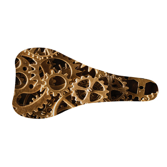 Steampunk Brass Cogs And Gears Print Bicycle Seat Cover