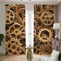 Steampunk Brass Cogs And Gears Print Dimout Pencil Pleat Curtains
